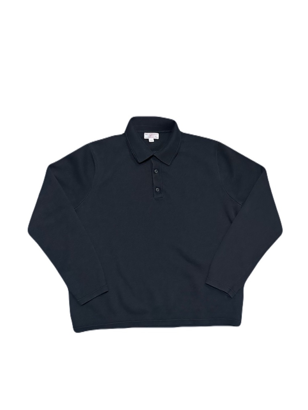 Wallace & Barnes J.Crew Black Cotton Long Sleeve Knit Polo Sweater Mens XL